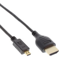 Câble HDMI haute vitesse InLine® avec Ethernet de type A à D mâle ultra-plat noir / or 0.3m