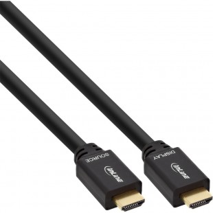 Câble HDMI InLine® Active High Speed ​​avec Ethernet mâle plaqué or noir 30m