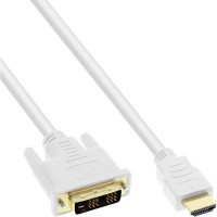 Câble InLine® HDMI vers DVI mâle à 18 + 1 mâle or blanc 0,5m