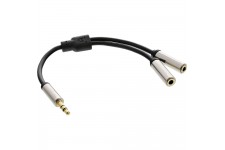 Câble en Y Slim Audio InLine® de 3,5 mm mâle à 2x femelle 0,15 m