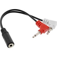 Câble pour casque d'écoute audio InLine® Audio, 2x 3,5 mm M à 3,5 mm F 3 broches, 0,15 m