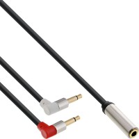 Câble de casque d'écoute pour casque InLine® Slim Audio Plane, 2x 3,5 mm M à 3,5 mm F 3 broches, 0,15 m