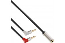 Câble de casque d'écoute pour casque InLine® Slim Audio Plane, 2x 3,5 mm M à 3,5 mm F 3 broches, 1 m