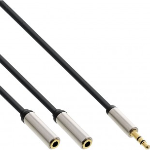 Câble en Y Slim Audio InLine® de 3,5 mm à 2x femelle de 1 m