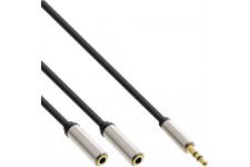 Câble en Y Slim Audio InLine® de 3,5 mm à 2x femelle de 1 m