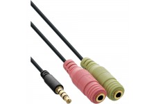 Câble pour casque audio InLine® 3.5mm mâle 4 broches à 2x 3.5mm 1m