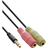 Câble pour casque audio InLine® 3.5mm mâle 4 broches à 2x 3.5mm 2m