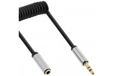 Câble spiralé InLine® Slim Audio 3,5 mm M / F, 4 broches, Stéréo, 2 m