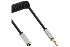 Câble spiralé InLine® Slim Audio 3,5 mm M / F, 4 broches, stéréo, 0,5 m