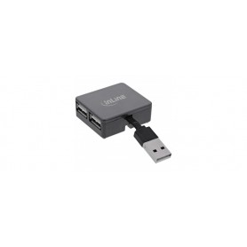 InLine® USB 2.0 4-Port Hub, USB-A male to 4x USB-A female, black, 4cm, slim design