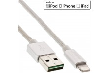 Câble USB InLine® Lightning pour iPad iPhone iPod iPod argent 1m