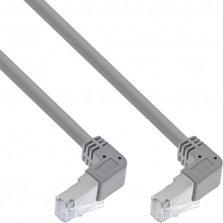 InLine® Patch cable up/down angled, S/FTP (PiMf), Cat.6, 250MHz, PVC,grey, 0.46m