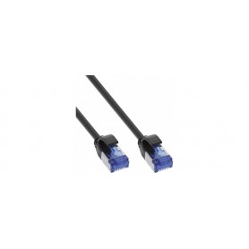 InLine® Patch cable slim, Cat.6A, S/FTP, TPE (LSZH) flexible, PoE, black, 0.5m