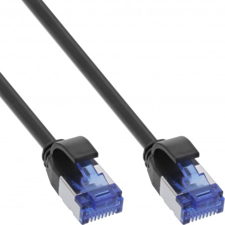 InLine® Patch cable slim, Cat.6A, S/FTP, TPE (LSZH) flexible, PoE, black, 0.5m