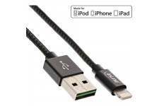 Câble USB InLine® Lightning pour iPad iPhone iPod noir 2m