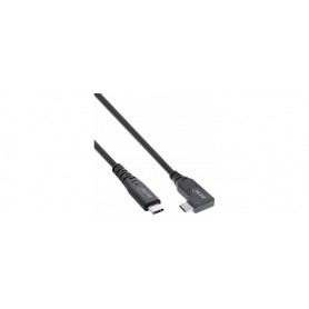 InLine® USB4 cable, USB Type-C, one side angled, PD 240W, 8K60Hz, TPE black, 0.5m