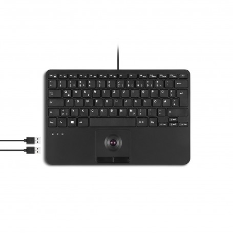 Perixx PERIBOARD-526 H EN, wired mini USB keyboard, trackball, USB hub