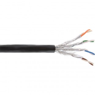 Câble d'installation extérieure InLine® S / FTP PiMF Cat.7a AWG 23 Cuivre 1200 Mhz PE noir 500m