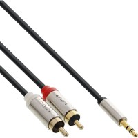 Câble audio mince InLine® de 3,5 mm mâle à 2x RCA mâle de 1 m
