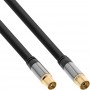 Câble d'antenne InLine® Premium, 4x blindé, 110dB, noir, 1 m