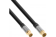 Câble d'antenne InLine® Premium, 4x blindé, 110dB, noir, 1 m