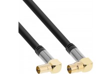 Câble d'antenne InLine® Premium coudé, 4x blindé, 110dB, noir, 3m