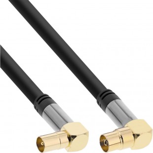 Câble d'antenne InLine® Premium coudé, 4x blindé, 110dB, noir, 0.5m