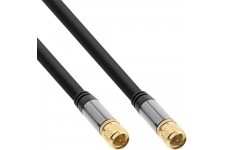 Câble InLine® Premium SAT, 4x blindé, 2x fiche F, 110dB, noir, 1 m