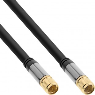 Câble InLine® Premium SAT, 4x blindé, 2x fiche F, 110dB, noir, 0.5m