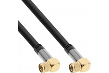 Câble InLine® Premium SAT, 4x blindé, 2x fiche F coudée, 110dB, noir, 3m