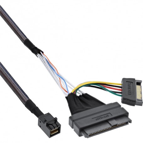 Câble de connexion InLine® U.2, SSD avec U.2 (SFF-8639) à SFF-8643 + alimentation, 0,75 m