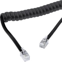 Câble spirale, InLine®, RJ10 mâle/mâle, max. 4m noir