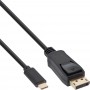 Câble d'affichage USB InLine®, USB Type-C mâle vers DisplayPort mâle (mode alternatif DP), 4K2K, noir, 1 m