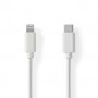 Lightning Câble | USB 2.0 | Apple Lightning à 8 broches | USB-C™ Mâle | 480 Mbps | Plaqué nickel | 1.00 m | Rond | PVC | Blanc |