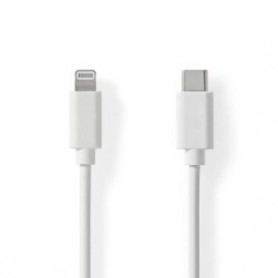 Lightning Câble | USB 2.0 | Apple Lightning à 8 broches | USB-C™ Mâle | 480 Mbps | Plaqué nickel | 1.00 m | Rond | PVC | Blanc |