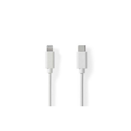 Lightning Câble | USB 2.0 | Apple Lightning à 8 broches | USB-C™ Mâle | 480 Mbps | Plaqué nickel | 1.00 m | Rond | PVC | Blanc |