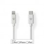Lightning Câble | USB 2.0 | Apple Lightning à 8 broches | USB-C™ Mâle | 480 Mbps | Plaqué nickel | 1.00 m | Rond | PVC | Blanc |