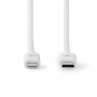 Lightning Câble | USB 2.0 | Apple Lightning à 8 broches | USB-C™ Mâle | 480 Mbps | Plaqué nickel | 2.00 m | Rond | PVC | Blanc |