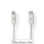 Lightning Câble | USB 2.0 | Apple Lightning à 8 broches | USB-C™ Mâle | 480 Mbps | Plaqué nickel | 2.00 m | Rond | PVC | Blanc |