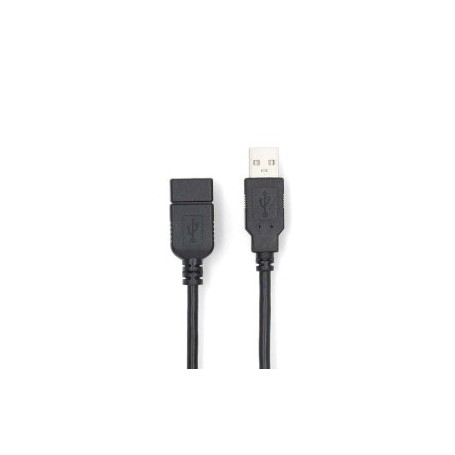 Câble USB | USB 2.0 | USB-A Mâle | USB-A Femelle | 480 Mbps | Plaqué nickel | 2.00 m | Rond | PVC | Noir | Label
