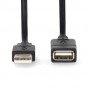 Câble USB | USB 2.0 | USB-A Mâle | USB-A Femelle | 480 Mbps | Plaqué nickel | 2.00 m | Rond | PVC | Noir | Label