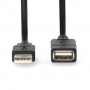 Câble USB | USB 2.0 | USB-A Mâle | USB-A Femelle | 480 Mbps | Plaqué nickel | 3.00 m | Rond | PVC | Noir | Label