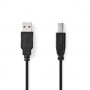 Câble USB | USB 2.0 | USB-A Mâle | USB-B Mâle | 10 W | 480 Mbps | Plaqué nickel | 1.00 m | Rond | PVC | Noir | Label