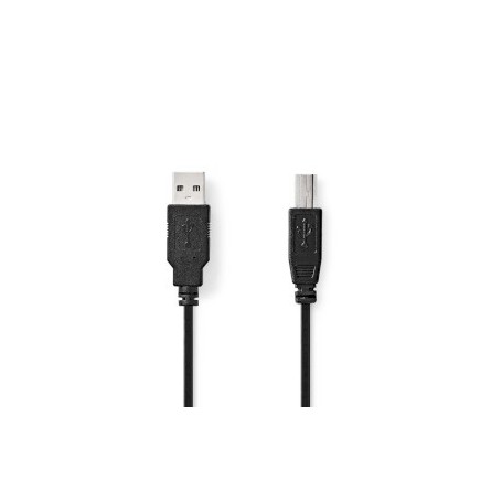 Câble USB | USB 2.0 | USB-A Mâle | USB-B Mâle | 10 W | 480 Mbps | Plaqué nickel | 1.00 m | Rond | PVC | Noir | Label