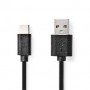 Câble USB | USB 2.0 | USB-A Mâle | USB-C™ Mâle | 15 W | 480 Mbps | Plaqué nickel | 1.00 m | Rond | PVC | Noir | Label