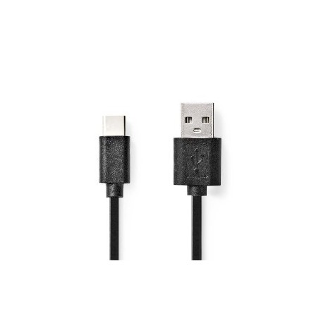 Câble USB | USB 2.0 | USB-A Mâle | USB-C™ Mâle | 15 W | 480 Mbps | Plaqué nickel | 1.00 m | Rond | PVC | Noir | Label