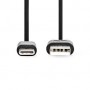 Câble USB | USB 2.0 | USB-A Mâle | USB-C™ Mâle | 15 W | 480 Mbps | Plaqué nickel | 1.00 m | Rond | PVC | Noir | Label