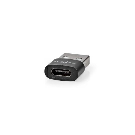 Adaptateur USB-A | USB 2.0 | USB-A Mâle | USB-C™ Femelle | 480 Mbps | Rond | Plaqué nickel | Noir | Boîte