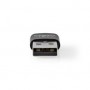 Adaptateur USB-A | USB 2.0 | USB-A Mâle | USB-C™ Femelle | 480 Mbps | Rond | Plaqué nickel | Noir | Boîte
