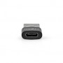 Adaptateur USB-A | USB 2.0 | USB-A Mâle | USB-C™ Femelle | 480 Mbps | Rond | Plaqué nickel | Noir | Boîte